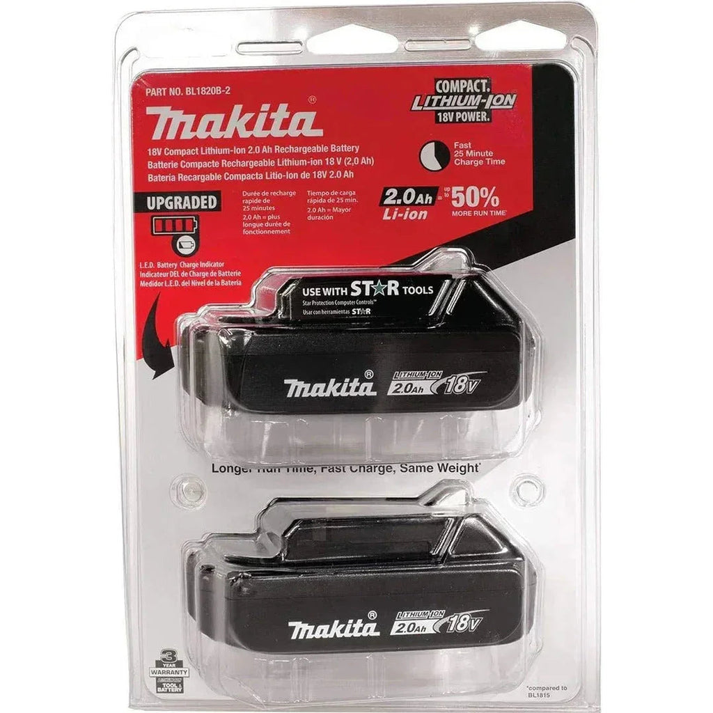 Makita 18V Li-Ion 2.0Ah Battery Combo – 2 Pack